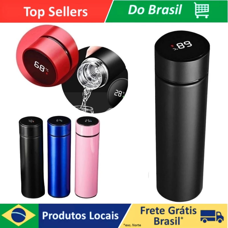 Garrafa Térmica 500 ML Com Sensor Digital de Temperatura Quente/Frio