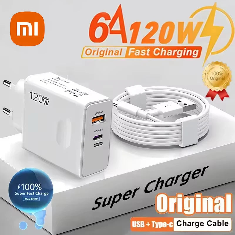 CARREGADOR DE CARGA RÁPIDA 120W Original Fast ChargIng 2 Portas