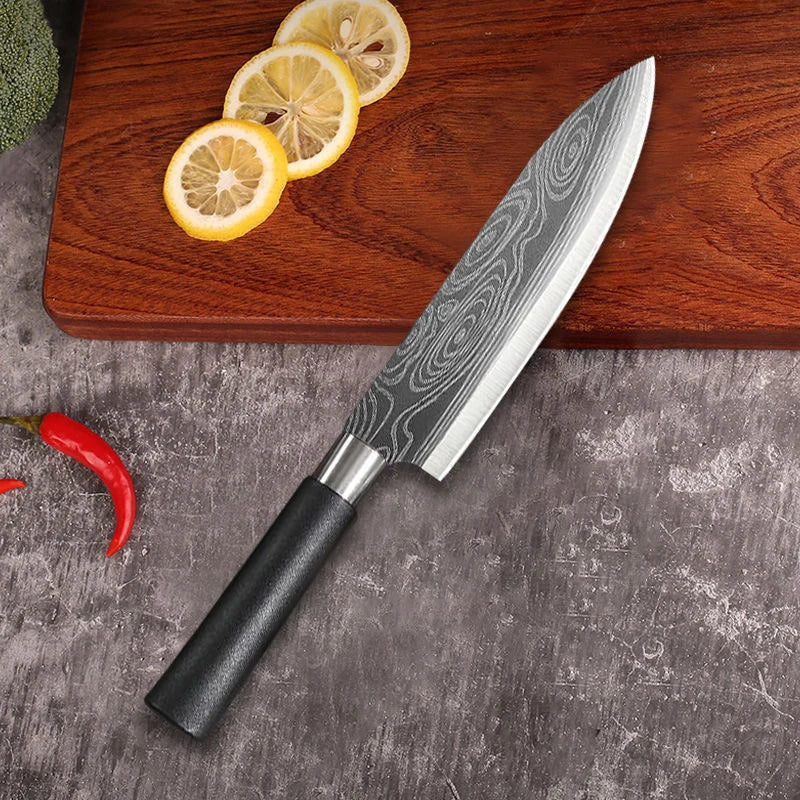Conjunto de Facas Para Cozinha! PADRÃO DAMASCO A LASER. " FACAS DO CHEFE!