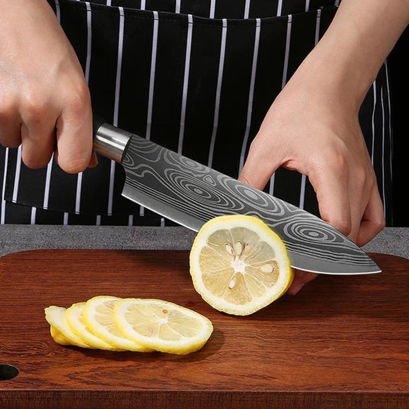 Conjunto de Facas Para Cozinha! PADRÃO DAMASCO A LASER. " FACAS DO CHEFE!