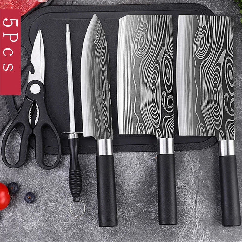 Conjunto de Facas Para Cozinha! PADRÃO DAMASCO A LASER. " FACAS DO CHEFE!