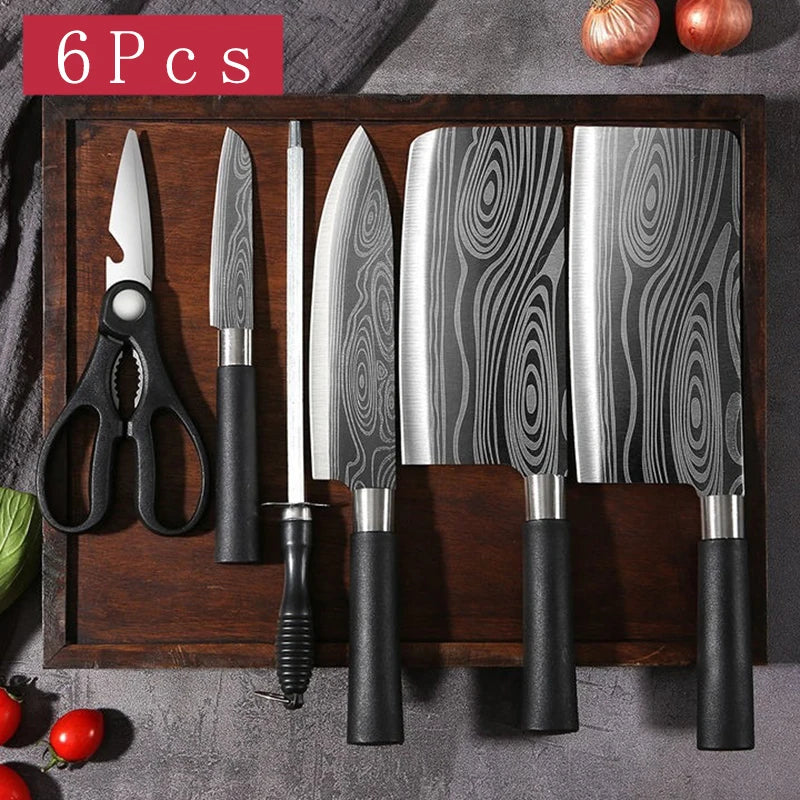 Conjunto de Facas Para Cozinha! PADRÃO DAMASCO A LASER. " FACAS DO CHEFE!