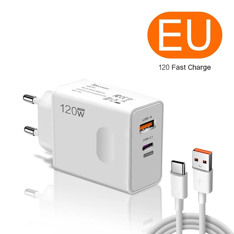 CARREGADOR DE CARGA RÁPIDA 120W Original Fast ChargIng 2 Portas