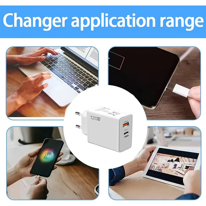CARREGADOR DE CARGA RÁPIDA 120W Original Fast ChargIng 2 Portas