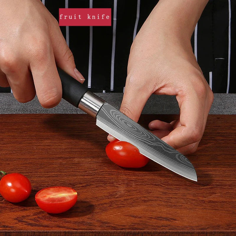 Conjunto de Facas Para Cozinha! PADRÃO DAMASCO A LASER. " FACAS DO CHEFE!