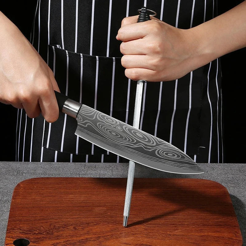 Conjunto de Facas Para Cozinha! PADRÃO DAMASCO A LASER. " FACAS DO CHEFE!