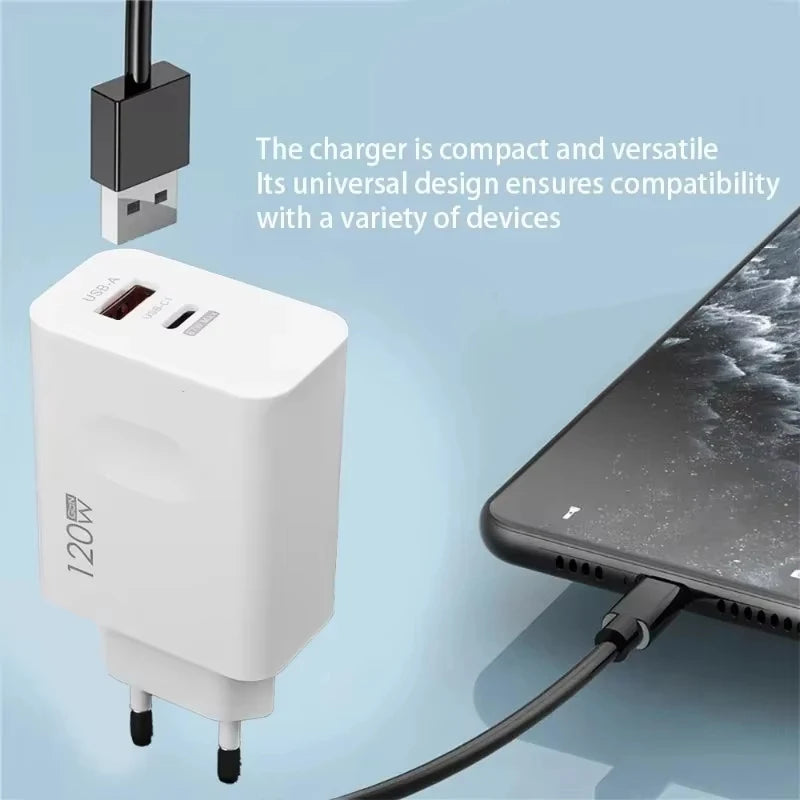 CARREGADOR DE CARGA RÁPIDA 120W Original Fast ChargIng 2 Portas