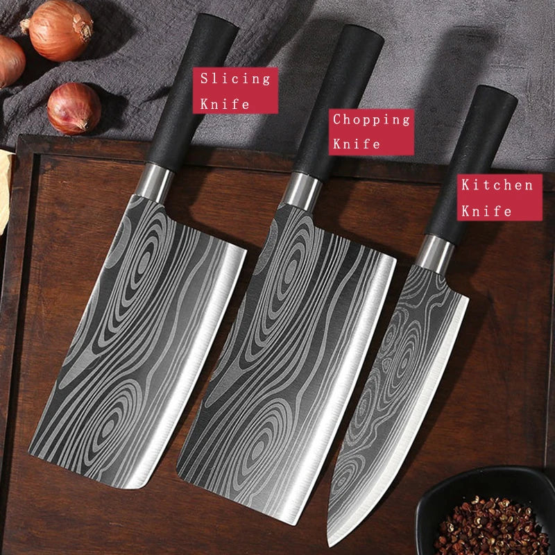 Conjunto de Facas Para Cozinha! PADRÃO DAMASCO A LASER. " FACAS DO CHEFE!